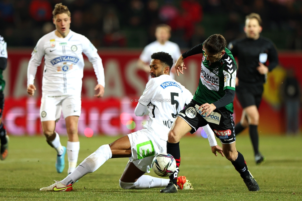 Ried - Sturm Graz
Oesterreichische Fussball Bundesliga, 22. Runde, SV Ried - SK Sturm Graz, Arena Ried, 06.03.2022. 

Foto zeigt Gregory Wuethrich (Sturm)
