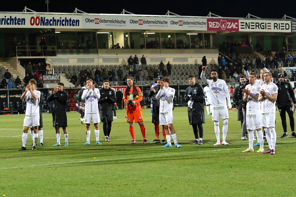 Ried - Sturm Graz
Oesterreichische Fussball Bundesliga, 22. Runde, SV Ried - SK Sturm Graz, Arena Ried, 06.03.2022. 

Foto zeigt die Mannschaft von Sturm
