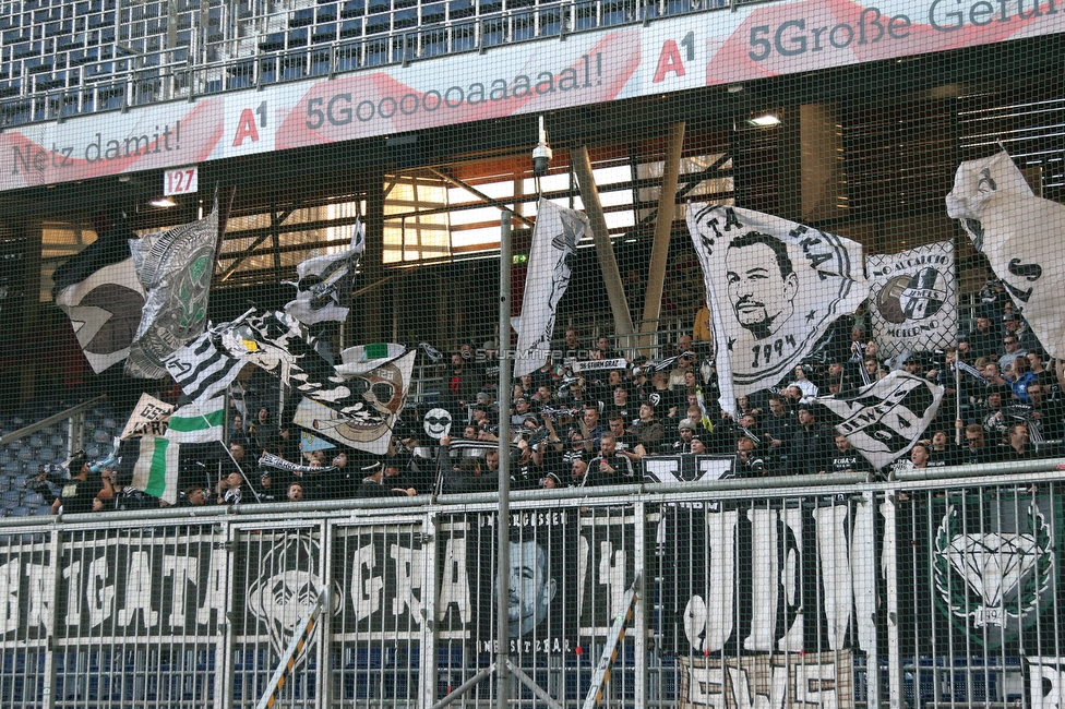 RB Salzburg - Sturm Graz
Oesterreichische Fussball Bundesliga, 23. Runde, FC RB Salzburg - SK Sturm Graz, Arena Wals-Siezenheim, 13.03.2022. 

Foto zeigt Fans von Sturm
