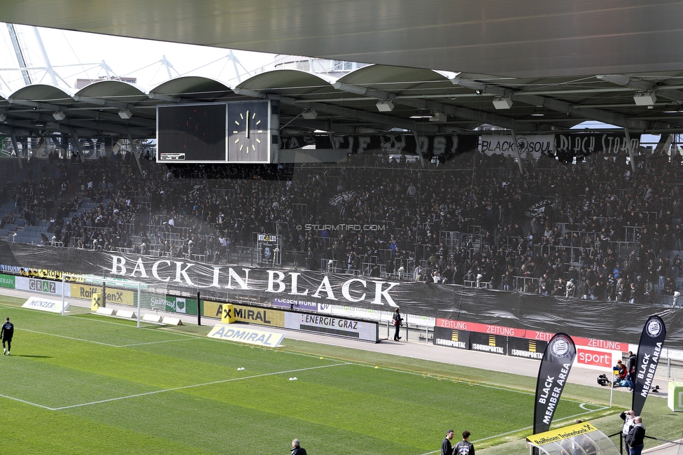 Sturm Graz - Klagenfurt
Oesterreichische Fussball Bundesliga, 24. Runde, SK Sturm Graz - SK Austria Klagenfurt, Stadion Liebenau Graz, 20.03.2022. 

Foto zeigt Fans von Sturm mit einer Choreografie
