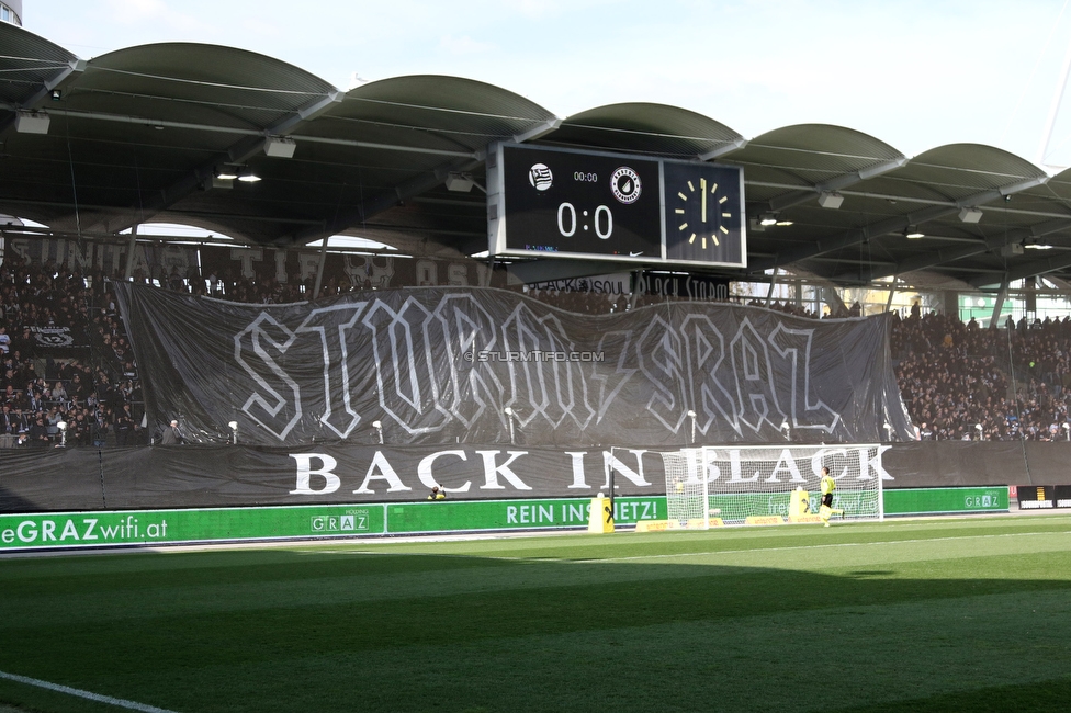 Sturm Graz - Klagenfurt
Oesterreichische Fussball Bundesliga, 24. Runde, SK Sturm Graz - SK Austria Klagenfurt, Stadion Liebenau Graz, 20.03.2022. 

Foto zeigt Fans von Sturm mit einer Choreografie
