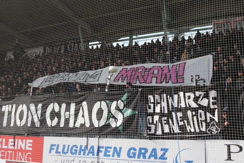 Sturm Graz - Klagenfurt
Oesterreichische Fussball Bundesliga, 24. Runde, SK Sturm Graz - SK Austria Klagenfurt, Stadion Liebenau Graz, 20.03.2022. 

Foto zeigt Fans von Sturm mit einem Spruchband
Schlüsselwörter: baby generationchaos