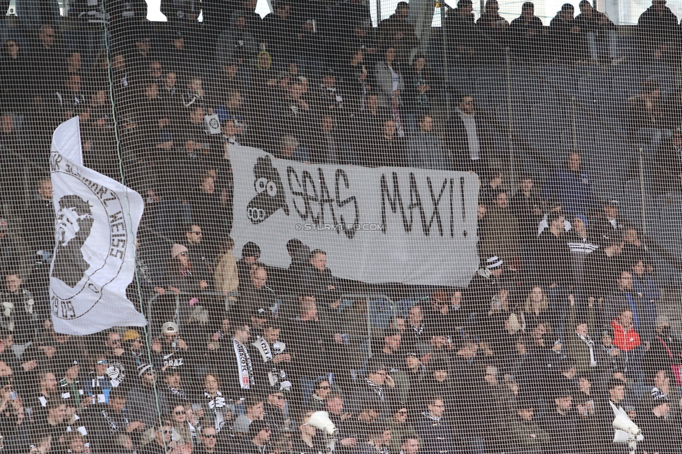 Sturm Graz - Klagenfurt
Oesterreichische Fussball Bundesliga, 24. Runde, SK Sturm Graz - SK Austria Klagenfurt, Stadion Liebenau Graz, 20.03.2022. 

Foto zeigt Fans von Sturm mit einem Spruchband
Schlüsselwörter: baby pecore