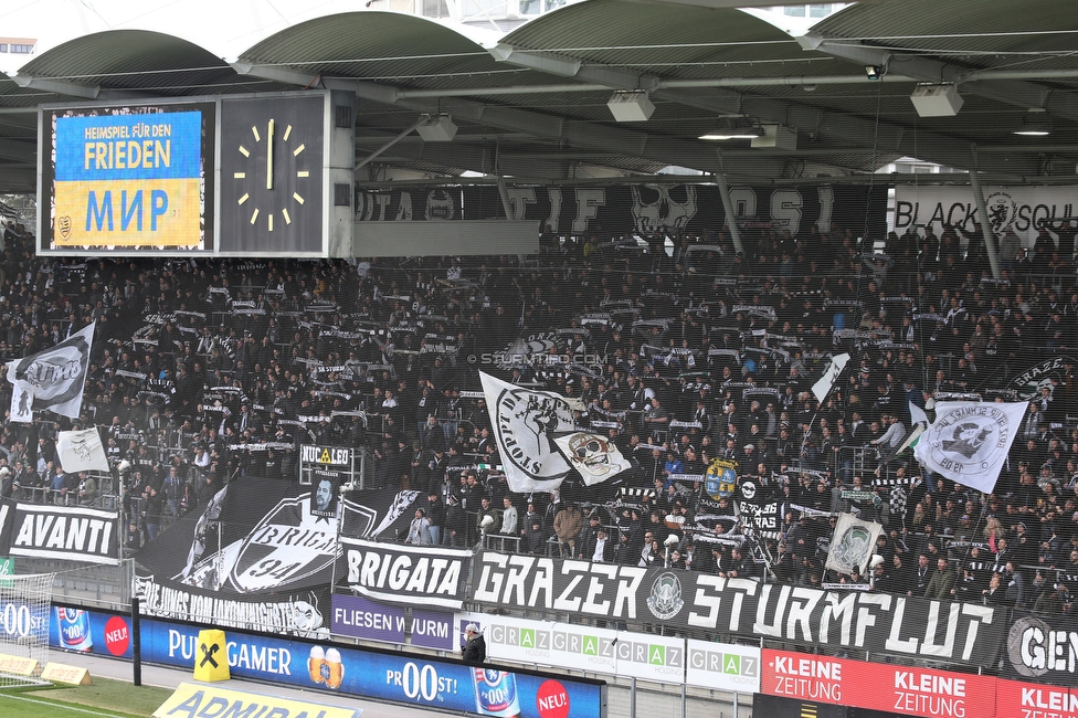 Sturm Graz - Klagenfurt
Oesterreichische Fussball Bundesliga, 24. Runde, SK Sturm Graz - SK Austria Klagenfurt, Stadion Liebenau Graz, 20.03.2022. 

Foto zeigt Fans von Sturm
Schlüsselwörter: brigata schals sturmflut