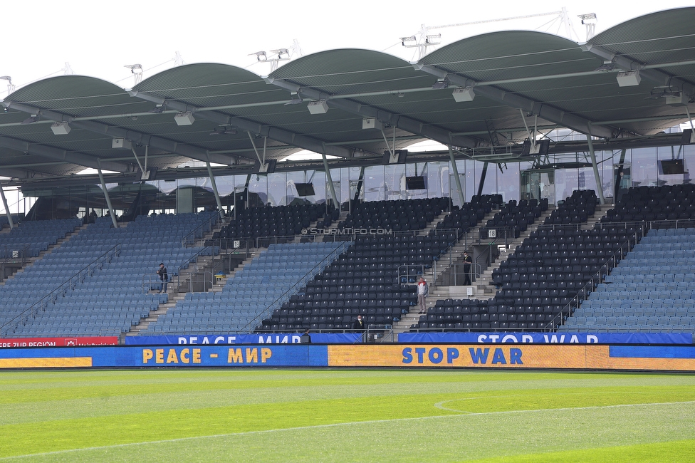 Sturm Graz - Klagenfurt
Oesterreichische Fussball Bundesliga, 24. Runde, SK Sturm Graz - SK Austria Klagenfurt, Stadion Liebenau Graz, 20.03.2022. 

Foto zeigt LED Banden
Schlüsselwörter: ukraine