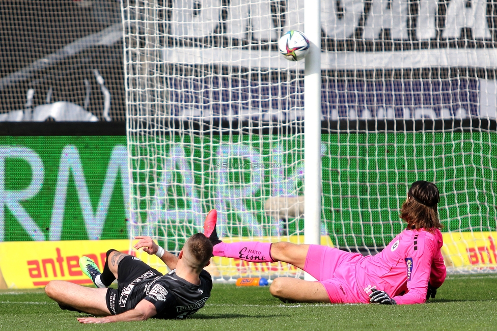 Sturm Graz - Klagenfurt
Oesterreichische Fussball Bundesliga, 24. Runde, SK Sturm Graz - SK Austria Klagenfurt, Stadion Liebenau Graz, 20.03.2022. 

Foto zeigt Jakob Jantscher (Sturm) und Philipp Menzel (Klagenfurt)
