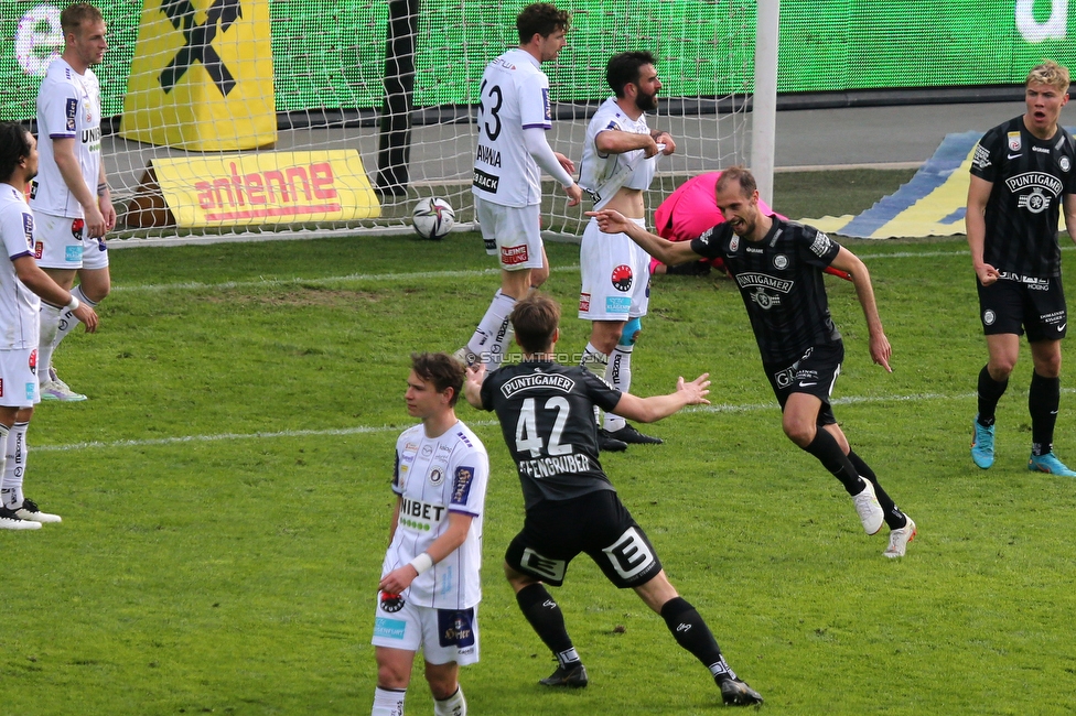 Sturm Graz - Klagenfurt
Oesterreichische Fussball Bundesliga, 24. Runde, SK Sturm Graz - SK Austria Klagenfurt, Stadion Liebenau Graz, 20.03.2022. 

Foto zeigt David Affengruber (Sturm) und Jon Gorenc-Stankovic (Sturm)
Schlüsselwörter: torjubel