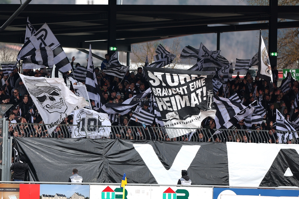 Wolfsberg - Sturm Graz
Oesterreichische Fussball Bundesliga, 25 Runde, Wolfsberger AC - SK Sturm Graz, Lavanttal Arena Wolfsberg, 03.04.2022. 

Foto zeigt Fans von Sturm mit einer Choreografie
Schlüsselwörter: sturmstadion