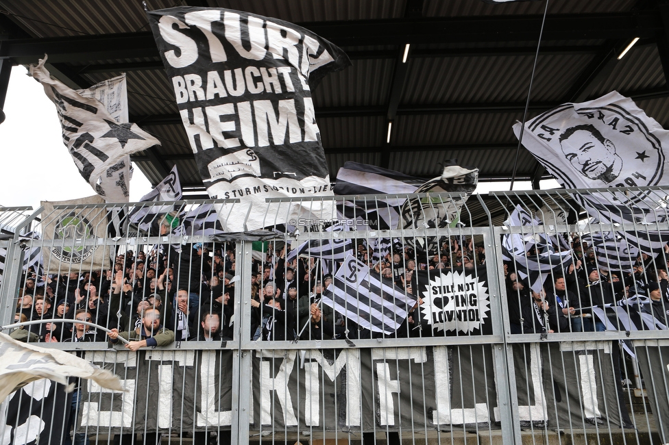 Wolfsberg - Sturm Graz
Oesterreichische Fussball Bundesliga, 25 Runde, Wolfsberger AC - SK Sturm Graz, Lavanttal Arena Wolfsberg, 03.04.2022. 

Foto zeigt Fans von Sturm
Schlüsselwörter: sturmflut