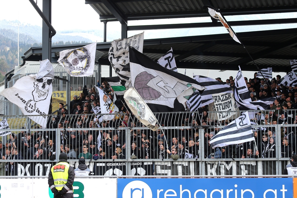 Wolfsberg - Sturm Graz
Oesterreichische Fussball Bundesliga, 25 Runde, Wolfsberger AC - SK Sturm Graz, Lavanttal Arena Wolfsberg, 03.04.2022. 

Foto zeigt Fans von Sturm
Schlüsselwörter: sturmflut