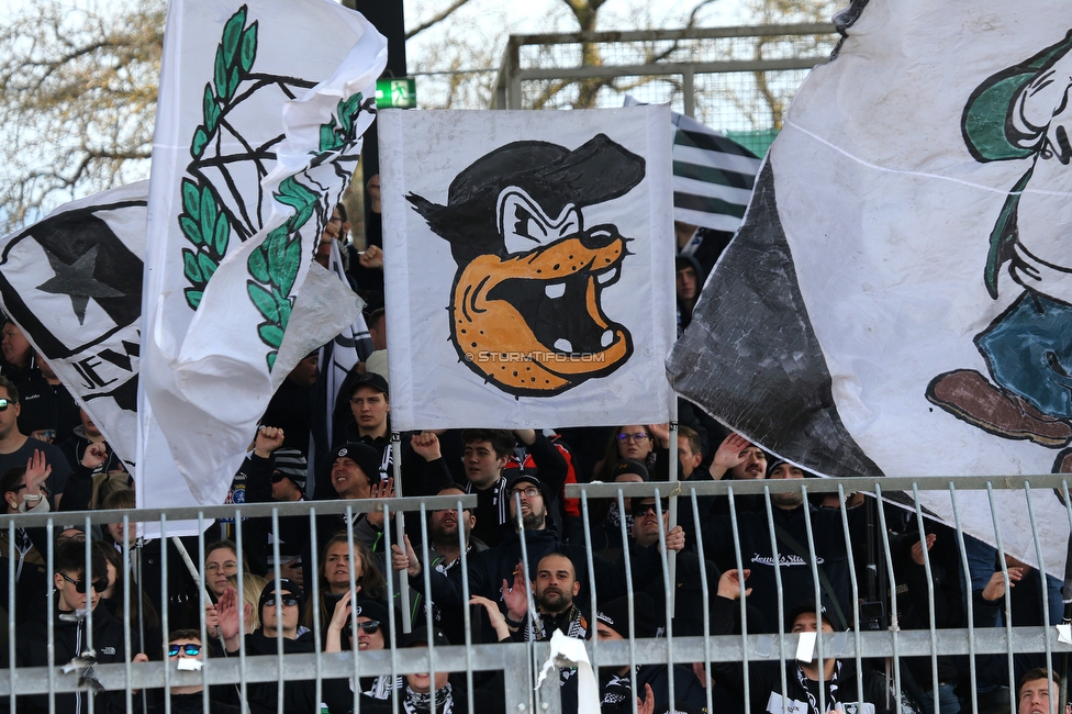 Wolfsberg - Sturm Graz
Oesterreichische Fussball Bundesliga, 25 Runde, Wolfsberger AC - SK Sturm Graz, Lavanttal Arena Wolfsberg, 03.04.2022. 

Foto zeigt Fans von Sturm
Schlüsselwörter: jewels