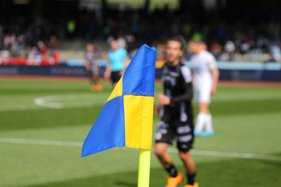 Wolfsberg - Sturm Graz
Oesterreichische Fussball Bundesliga, 25 Runde, Wolfsberger AC - SK Sturm Graz, Lavanttal Arena Wolfsberg, 03.04.2022. 

Foto zeigt eine Cornerfahne
Schlüsselwörter: ukraine