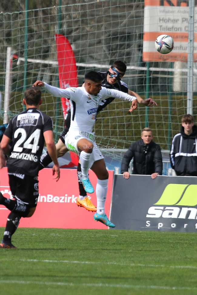 Wolfsberg - Sturm Graz
Oesterreichische Fussball Bundesliga, 25 Runde, Wolfsberger AC - SK Sturm Graz, Lavanttal Arena Wolfsberg, 03.04.2022. 

Foto zeigt Jusuf Gazibegovic (Sturm)
