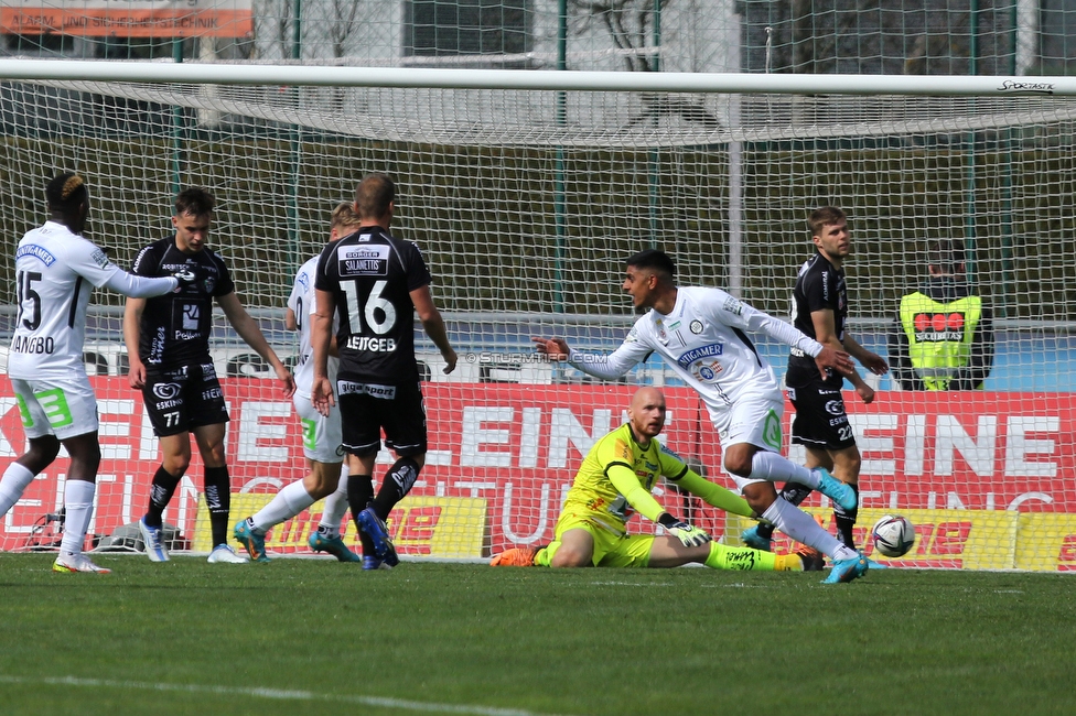 Wolfsberg - Sturm Graz
Oesterreichische Fussball Bundesliga, 25 Runde, Wolfsberger AC - SK Sturm Graz, Lavanttal Arena Wolfsberg, 03.04.2022. 

Foto zeigt Manprit Sarkaria (Sturm)
Schlüsselwörter: torjubel