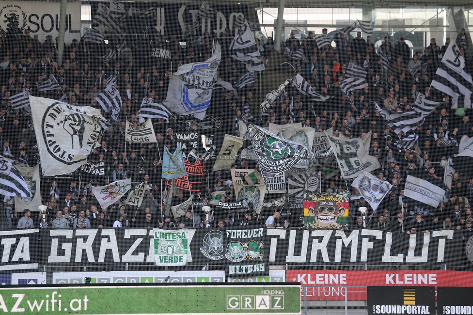 Sturm Graz - Austria Wien
Oesterreichische Fussball Bundesliga, 26. Runde, SK Sturm Graz - FK Austria Wien, Stadion Liebenau Graz, 10.04.2022. 

Foto zeigt Fans von Sturm
