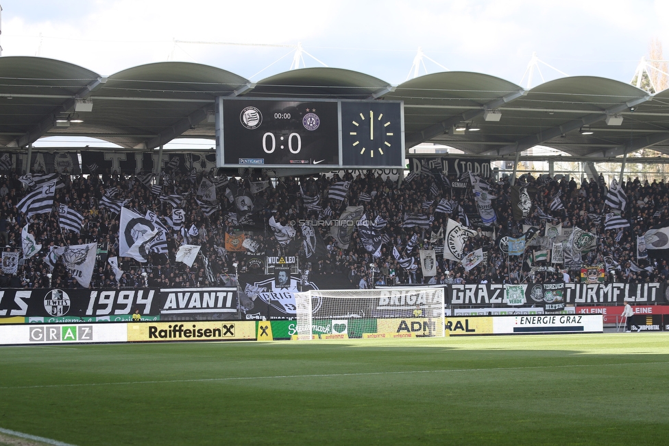 Sturm Graz - Austria Wien
Oesterreichische Fussball Bundesliga, 26. Runde, SK Sturm Graz - FK Austria Wien, Stadion Liebenau Graz, 10.04.2022. 

Foto zeigt Fans von Sturm
