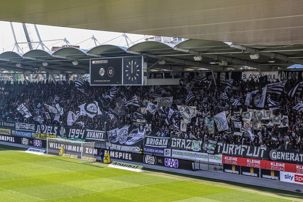 Sturm Graz - Austria Wien
Oesterreichische Fussball Bundesliga, 26. Runde, SK Sturm Graz - FK Austria Wien, Stadion Liebenau Graz, 10.04.2022. 

Foto zeigt Fans von Sturm
