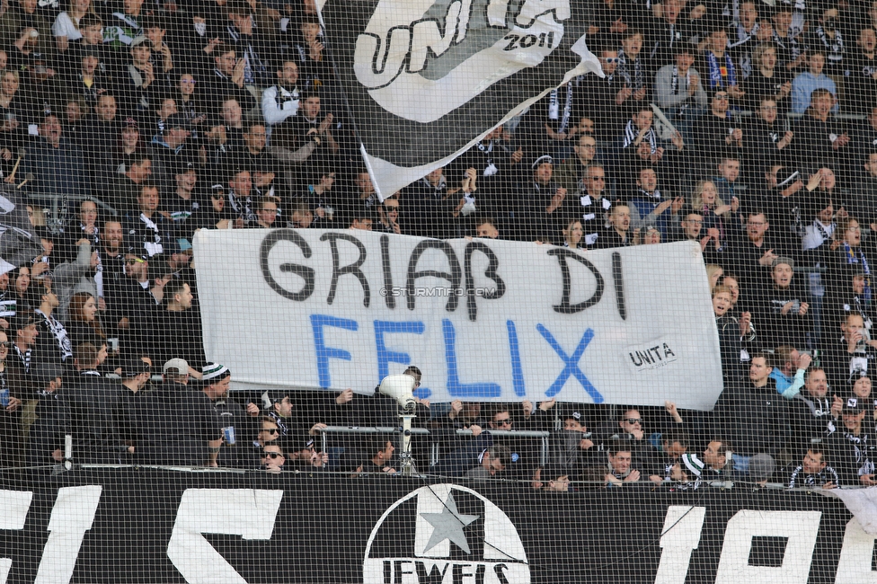 Sturm Graz - Austria Wien
Oesterreichische Fussball Bundesliga, 26. Runde, SK Sturm Graz - FK Austria Wien, Stadion Liebenau Graz, 10.04.2022. 

Foto zeigt Fans von Sturm mit einem Spruchband
Schlüsselwörter: baby unita