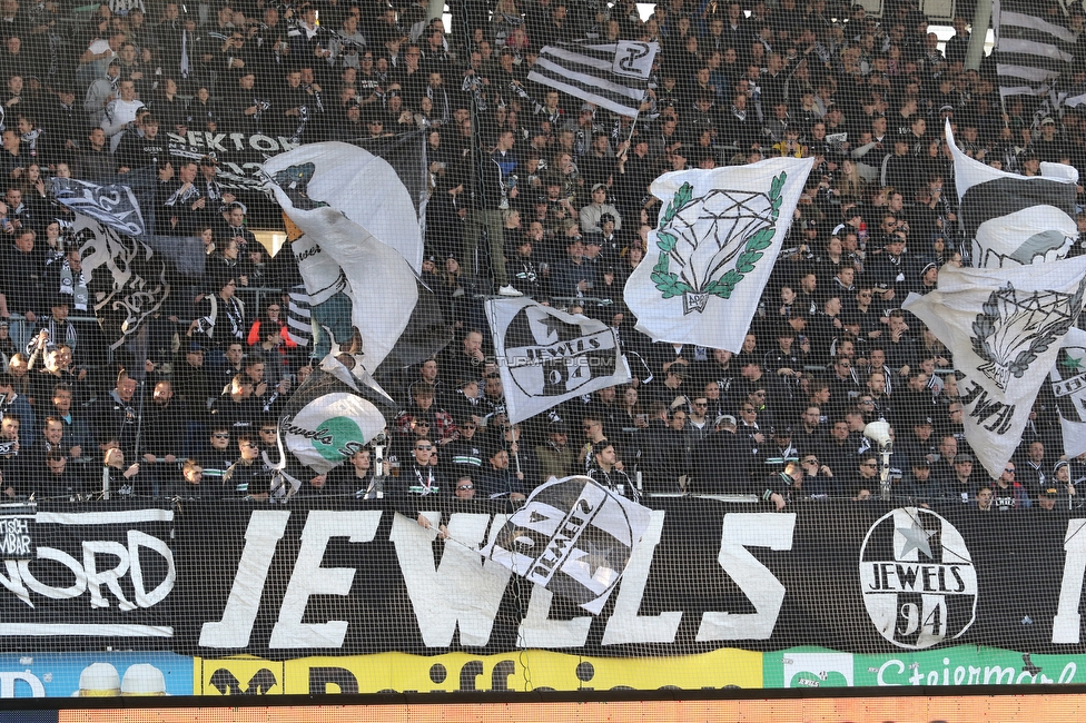 Sturm Graz - Austria Wien
Oesterreichische Fussball Bundesliga, 26. Runde, SK Sturm Graz - FK Austria Wien, Stadion Liebenau Graz, 10.04.2022. 

Foto zeigt Fans von Sturm
Schlüsselwörter: jewels