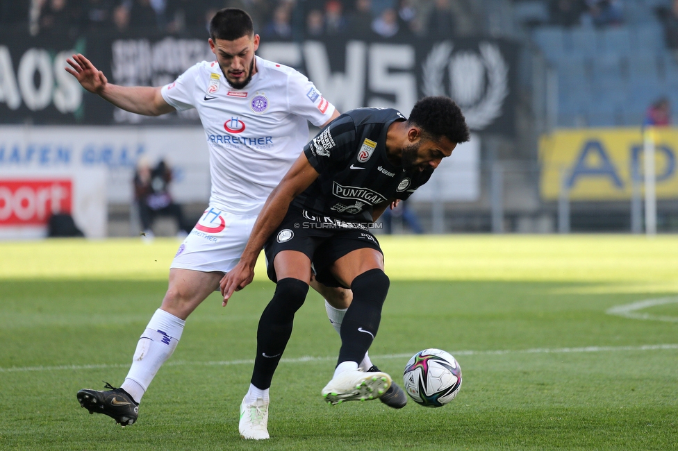 Sturm Graz - Austria Wien
Oesterreichische Fussball Bundesliga, 26. Runde, SK Sturm Graz - FK Austria Wien, Stadion Liebenau Graz, 10.04.2022. 

Foto zeigt Gregory Wuethrich (Sturm)
