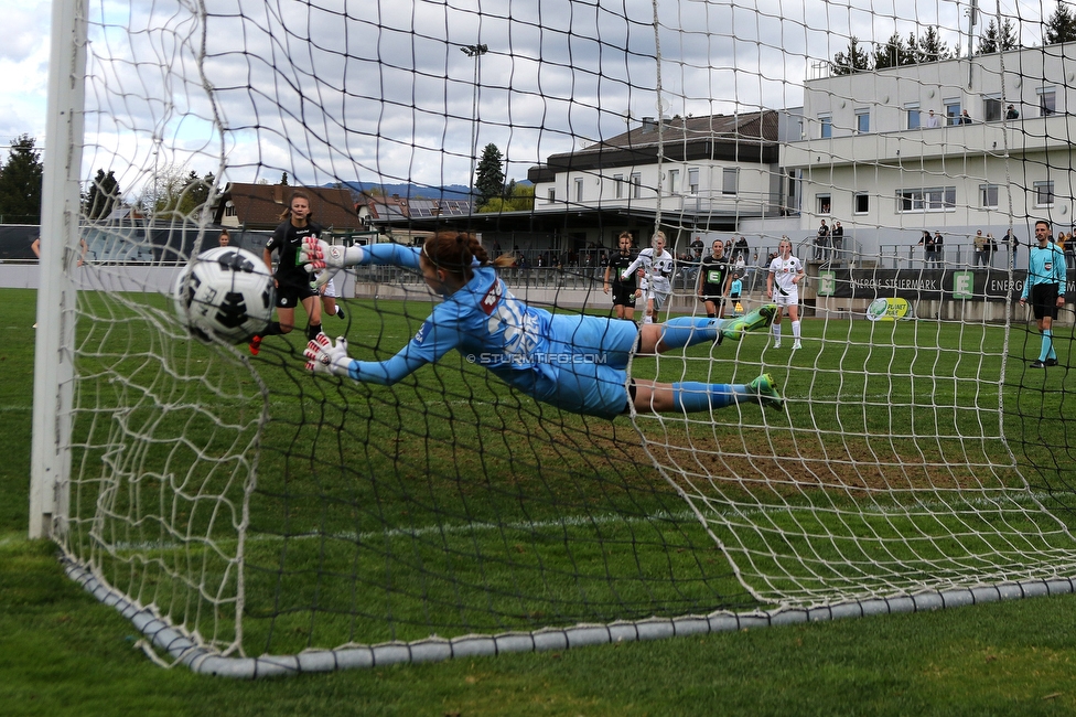 Sturm Damen - Innsbruck Frauen
OEFB Frauen Bundesliga, 13. Runde, SK Sturm Graz Damen - FC Wacker Innsbruck Frauen, Trainingszentrum Messendorf, Graz, 14.04.2022. 

Foto zeigt Annabel Schasching (Sturm Damen)
Schlüsselwörter: elfmeter