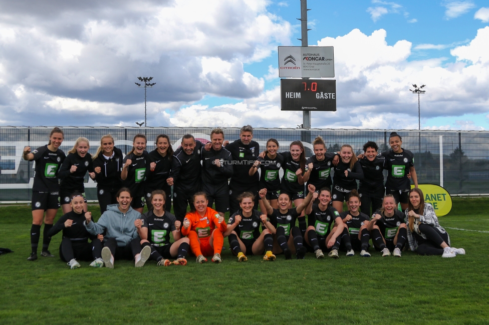 Sturm Damen - Innsbruck Frauen
OEFB Frauen Bundesliga, 13. Runde, SK Sturm Graz Damen - FC Wacker Innsbruck Frauen, Trainingszentrum Messendorf, Graz, 14.04.2022. 

Foto zeigt die Mannschaft der Sturm Damen
