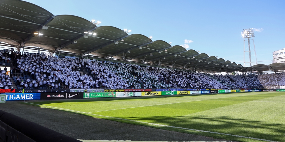 Sturm Graz - Rapid Wien
Oesterreichische Fussball Bundesliga, 27. Runde, SK Sturm Graz - SK Rapid Wien, Stadion Liebenau Graz, 17.04.2022. 

Foto zeigt Fans von Sturm mit einer Choreografie
