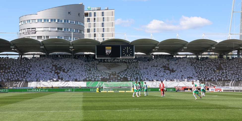 Sturm Graz - Rapid Wien
Oesterreichische Fussball Bundesliga, 27. Runde, SK Sturm Graz - SK Rapid Wien, Stadion Liebenau Graz, 17.04.2022. 

Foto zeigt Fans von Sturm mit einer Choreografie
