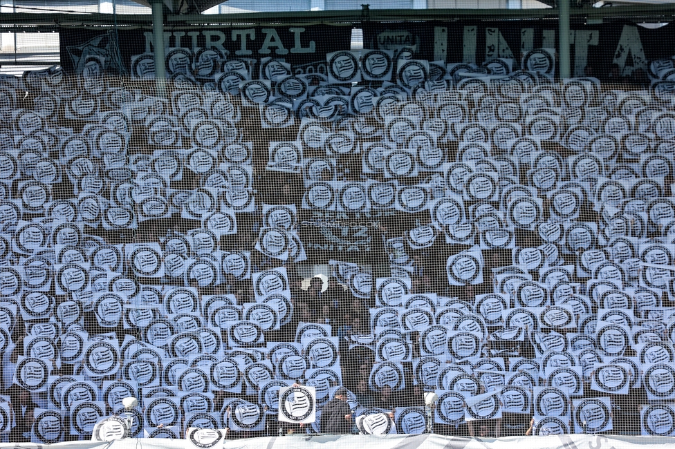 Sturm Graz - Rapid Wien
Oesterreichische Fussball Bundesliga, 27. Runde, SK Sturm Graz - SK Rapid Wien, Stadion Liebenau Graz, 17.04.2022. 

Foto zeigt Fans von Sturm mit einer Choreografie
