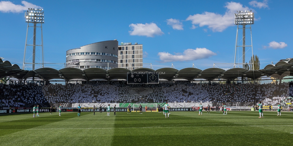 Sturm Graz - Rapid Wien
Oesterreichische Fussball Bundesliga, 27. Runde, SK Sturm Graz - SK Rapid Wien, Stadion Liebenau Graz, 17.04.2022. 

Foto zeigt Fans von Sturm mit einer Choreografie
