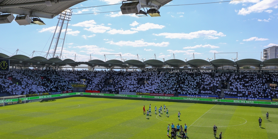 Sturm Graz - Rapid Wien
Oesterreichische Fussball Bundesliga, 27. Runde, SK Sturm Graz - SK Rapid Wien, Stadion Liebenau Graz, 17.04.2022. 

Foto zeigt Fans von Sturm mit einer Choreografie
