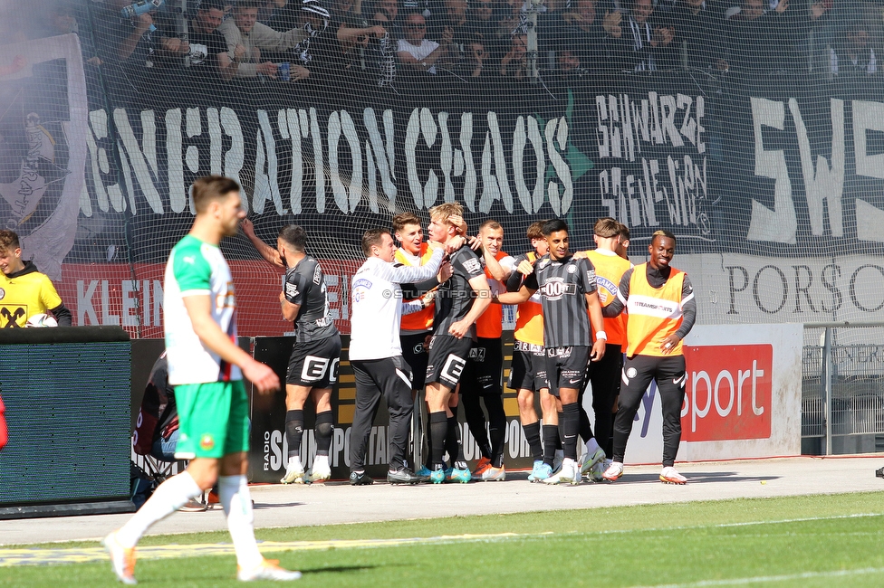 Sturm Graz - Rapid Wien
Oesterreichische Fussball Bundesliga, 27. Runde, SK Sturm Graz - SK Rapid Wien, Stadion Liebenau Graz, 17.04.2022. 

Foto zeigt Rasmus Hoejlund (Sturm)
Schlüsselwörter: torjubel