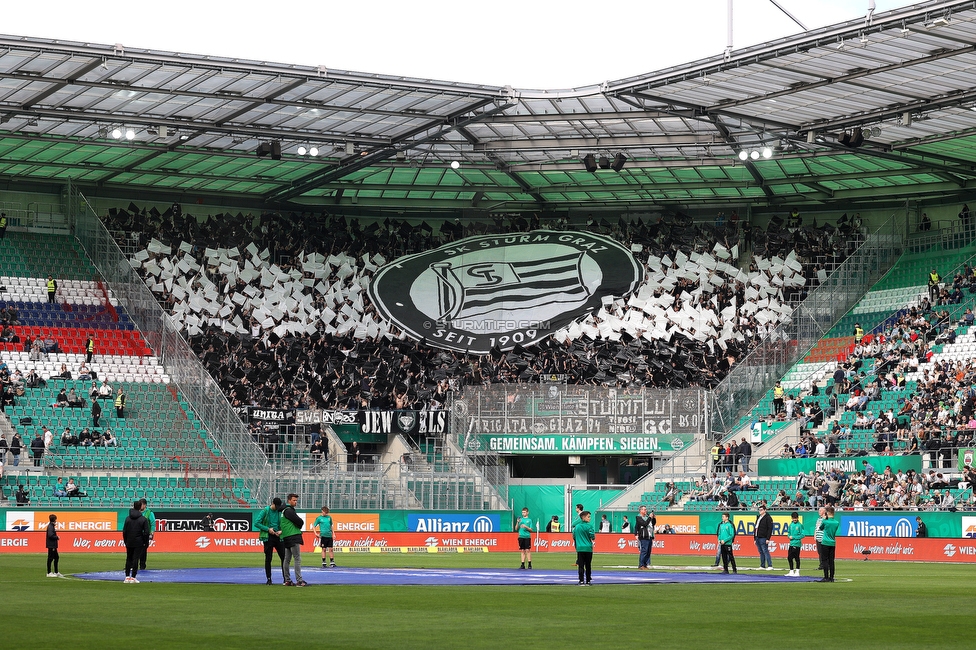 Rapid Wien - Sturm Graz
Oesterreichische Fussball Bundesliga, 28. Runde, SK Rapid Wien - SK Sturm Graz, Weststadion Wien, 24.04.2022. 

Foto zeigt Fans von Sturm mit einer Choreografie
