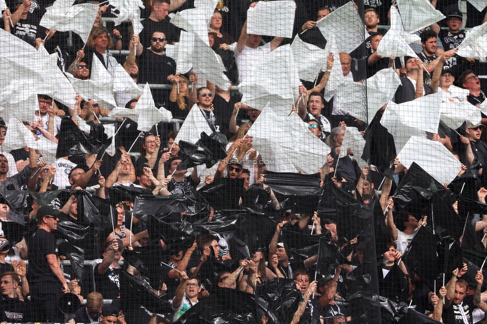 Rapid Wien - Sturm Graz
Oesterreichische Fussball Bundesliga, 28. Runde, SK Rapid Wien - SK Sturm Graz, Weststadion Wien, 24.04.2022. 

Foto zeigt Fans von Sturm mit einer Choreografie
