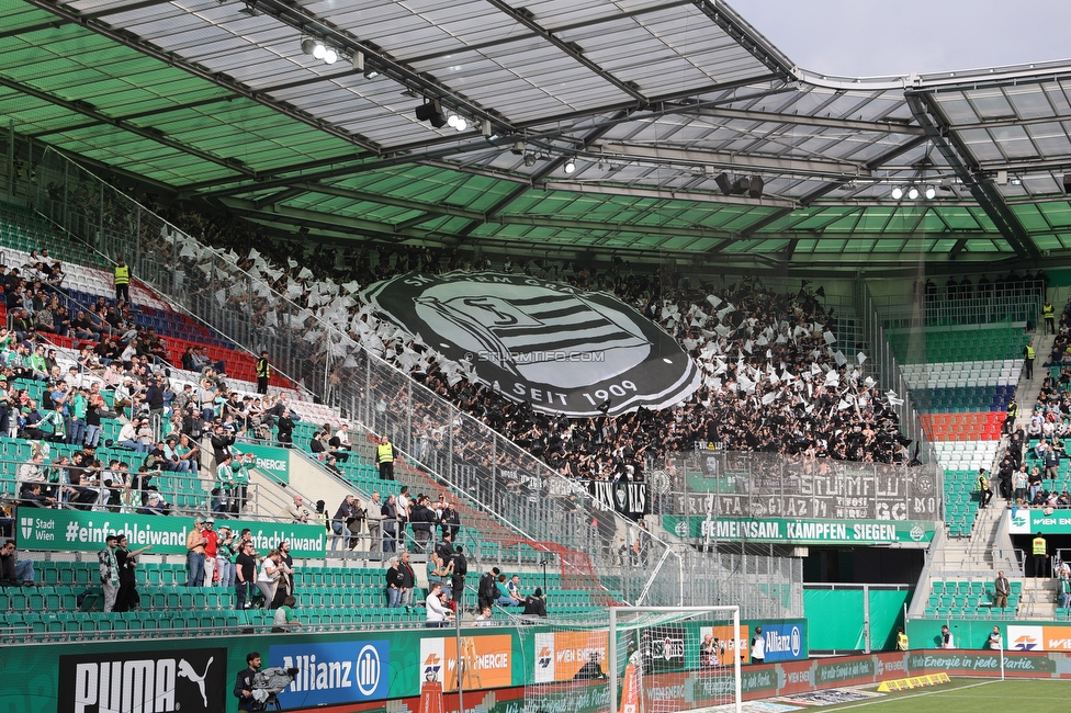 Rapid Wien - Sturm Graz
Oesterreichische Fussball Bundesliga, 28. Runde, SK Rapid Wien - SK Sturm Graz, Weststadion Wien, 24.04.2022. 

Foto zeigt Fans von Sturm mit einer Choreografie
