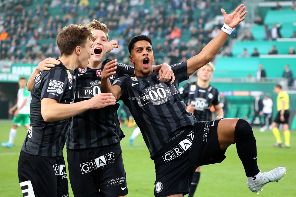 Rapid Wien - Sturm Graz
Oesterreichische Fussball Bundesliga, 28. Runde, SK Rapid Wien - SK Sturm Graz, Weststadion Wien, 24.04.2022. 

Foto zeigt David Affengruber (Sturm), Alexander Prass (Sturm) und Manprit Sarkaria (Sturm)
Schlüsselwörter: elfmeter torjubel