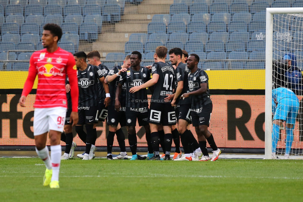 Sturm Graz - RB Salzburg
Oesterreichische Fussball Bundesliga, 29. Runde, SK Sturm Graz - FC RB Salzburg, Stadion Liebenau Graz, 27.04.2022. 

Foto zeigt Jakob Jantscher (Sturm), Amadou Dante (Sturm), David Affengruber (Sturm), Lukas Jaeger (Sturm), Alexandar Borkovic (Sturm) und Anderson Niangbo (Sturm)
Schlüsselwörter: torjubel