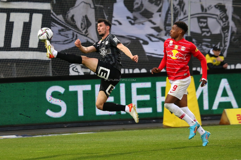 Sturm Graz - RB Salzburg
Oesterreichische Fussball Bundesliga, 29. Runde, SK Sturm Graz - FC RB Salzburg, Stadion Liebenau Graz, 27.04.2022. 

Foto zeigt Alexandar Borkovic (Sturm)
