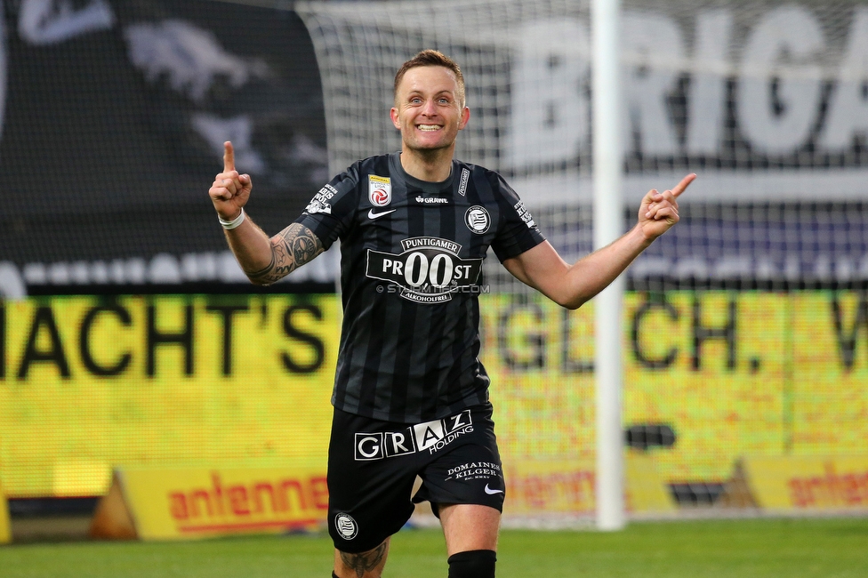 Sturm Graz - RB Salzburg
Oesterreichische Fussball Bundesliga, 29. Runde, SK Sturm Graz - FC RB Salzburg, Stadion Liebenau Graz, 27.04.2022. 

Foto zeigt Jakob Jantscher (Sturm)
Schlüsselwörter: torjubel