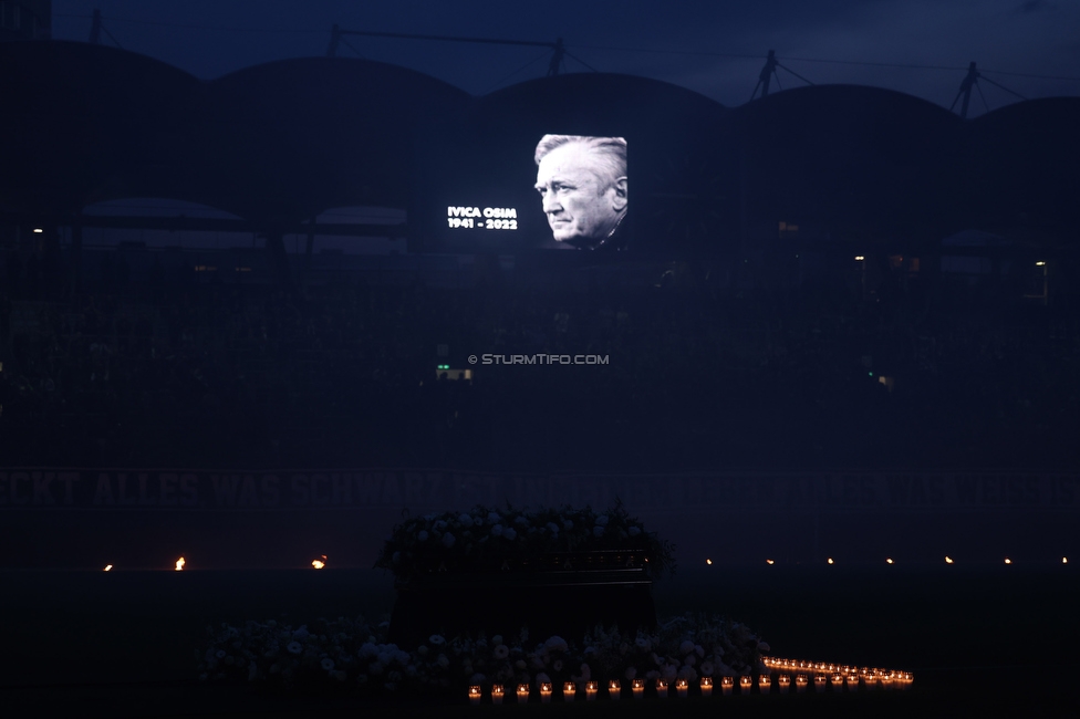 Gedenkfeier Ivica Osim
SK Sturm Graz Gedenkfeier Ivica Osim, Stadion Liebenau Graz, 04.05.2022.

Foto zeigt die Anzeigetafel
