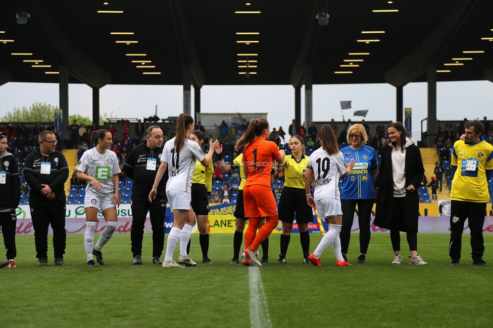 St. Poelten - Sturm Damen
OEFB Frauen Bundesliga, 16. Runde, SKN St. Poelten Frauen - SK Sturm Graz Damen, Arena St. Poelten, 07.05.2022. 

Foto zeigt Andrea Glibo (Sturm Damen), Anna Malle (Sturm Damen), Mariella El Sherif (Sturm Damen) und Annabel Schasching (Sturm Damen)
