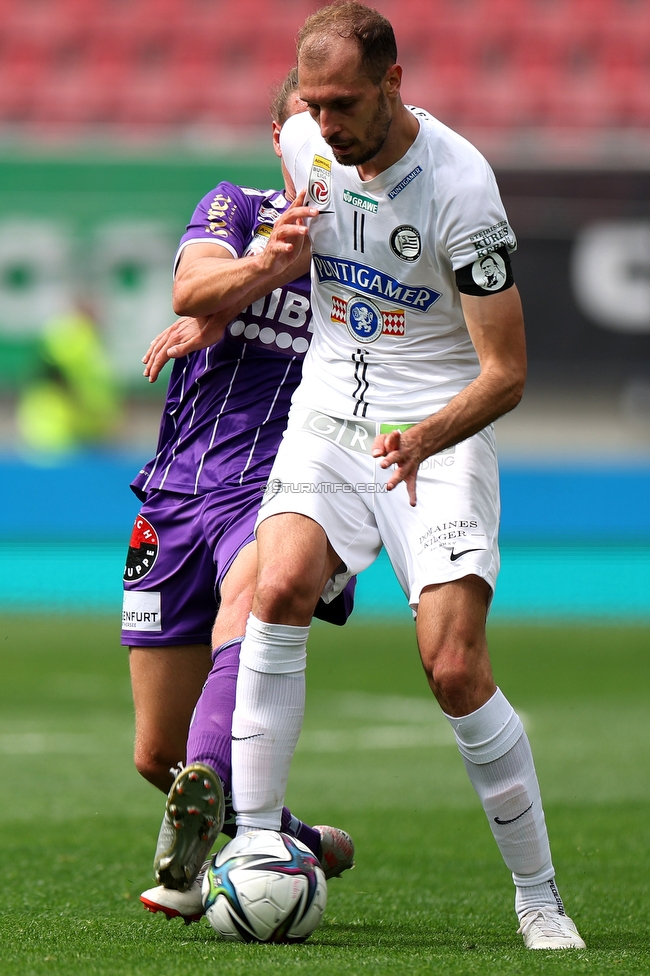 Klagenfurt - Sturm Graz
Oesterreichische Fussball Bundesliga, 30. Runde, SK Austria Klagenfurt - SK Sturm Graz, Woerthersee Stadion Klagenfurt, 08.05.2022. 

Foto zeigt Jon Gorenc-Stankovic (Sturm) mit einer Kapitaensschleife fuer Ivica Osim (ehem. Trainer Sturm)
