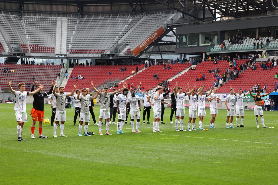 Klagenfurt - Sturm Graz
Oesterreichische Fussball Bundesliga, 30. Runde, SK Austria Klagenfurt - SK Sturm Graz, Woerthersee Stadion Klagenfurt, 08.05.2022. 

Foto zeigt die Mannschaft von Sturm
Schlüsselwörter: jubel