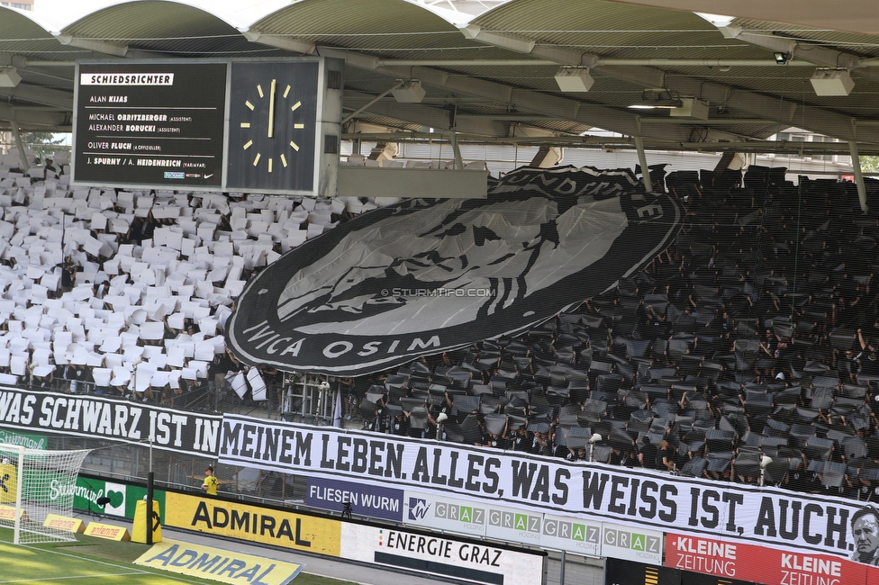 Sturm Graz - Wolfsberg
Oesterreichische Fussball Bundesliga, 31. Runde, SK Sturm Graz - Wolfsberger AC, Stadion Liebenau Graz, 15.05.2022. 

Foto zeigt Fans von Sturm mit einer Choreografie fuer Ivica Osim (ehem. Trainer Sturm)
