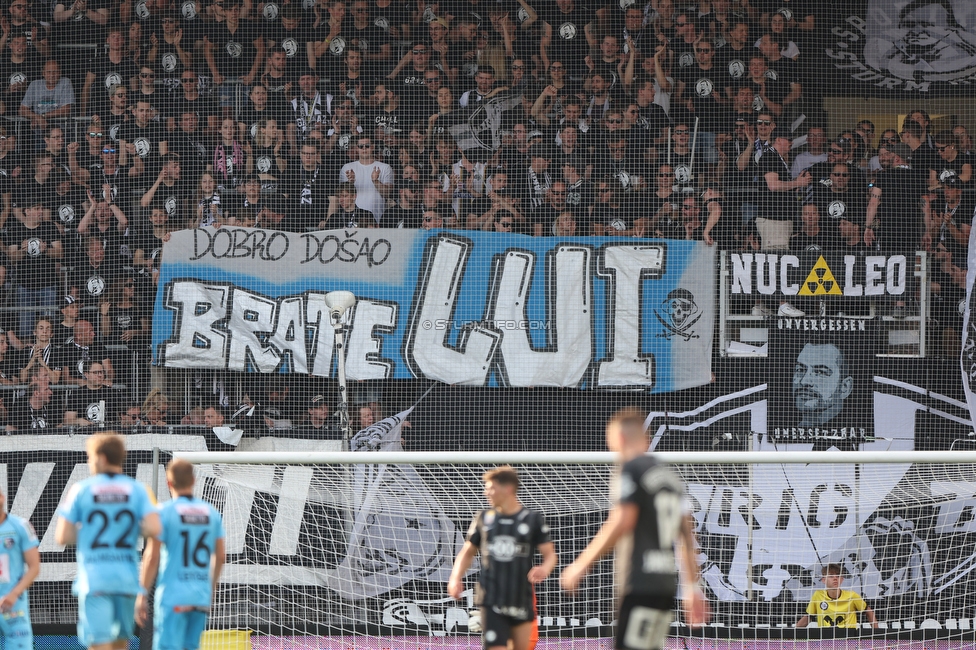 Sturm Graz - Wolfsberg
Oesterreichische Fussball Bundesliga, 31. Runde, SK Sturm Graz - Wolfsberger AC, Stadion Liebenau Graz, 15.05.2022. 

Foto zeigt Fans von Sturm mit einem Spruchband
Schlüsselwörter: baby brigata