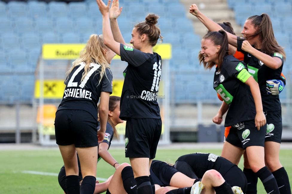 Sturm Damen - Neulengbach
OEFB Frauen Bundesliga, 17. Runde, SK Sturm Graz Damen - USV Neulengbach, Stadion Liebenau Graz, 20.05.2022. 

Foto zeigt Michela Croatto (Sturm Damen), Annabel Schasching (Sturm Damen) und Sophie Maierhofer (Sturm Damen)
Schlüsselwörter: torjubel