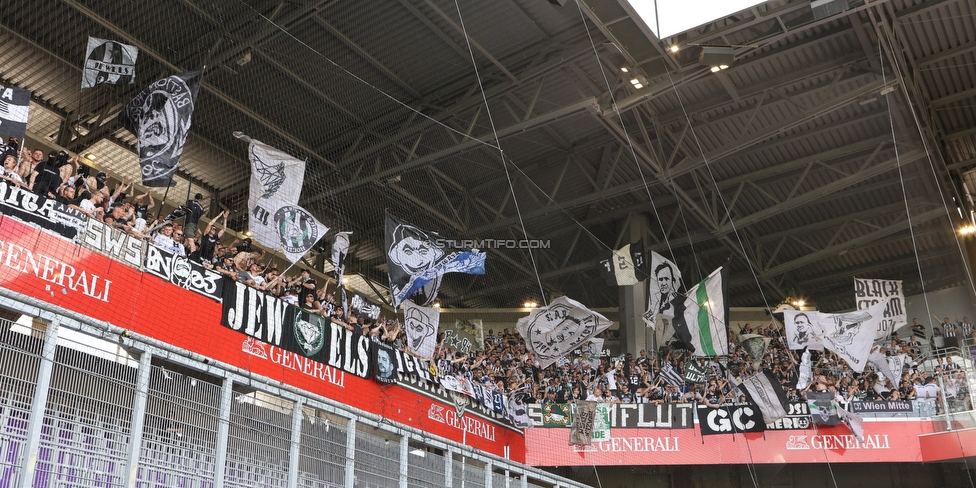 Austria Wien - Sturm Graz
Oesterreichische Fussball Bundesliga, 32 Runde, FK Austria Wien - SK Sturm Graz, Franz Horr Stadion Wien, 21.05.2022. 

Foto zeigt Fans von Sturm
