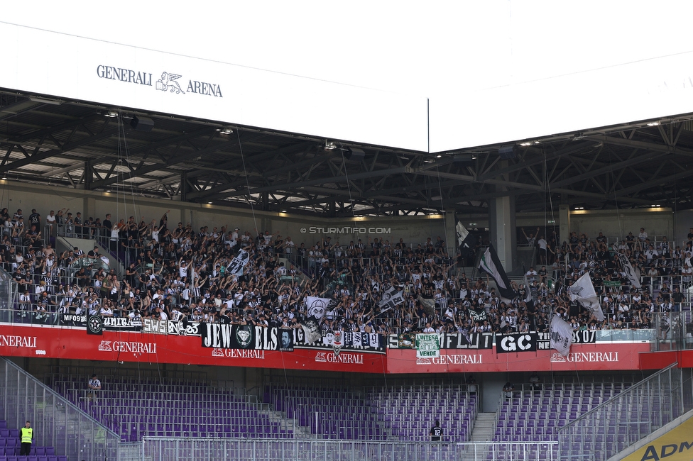 Austria Wien - Sturm Graz
Oesterreichische Fussball Bundesliga, 32 Runde, FK Austria Wien - SK Sturm Graz, Franz Horr Stadion Wien, 21.05.2022. 

Foto zeigt Fans von Sturm
