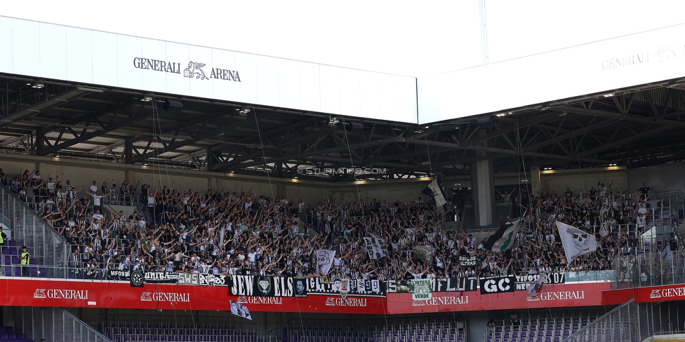 Austria Wien - Sturm Graz
Oesterreichische Fussball Bundesliga, 32 Runde, FK Austria Wien - SK Sturm Graz, Franz Horr Stadion Wien, 21.05.2022. 

Foto zeigt Fans von Sturm
