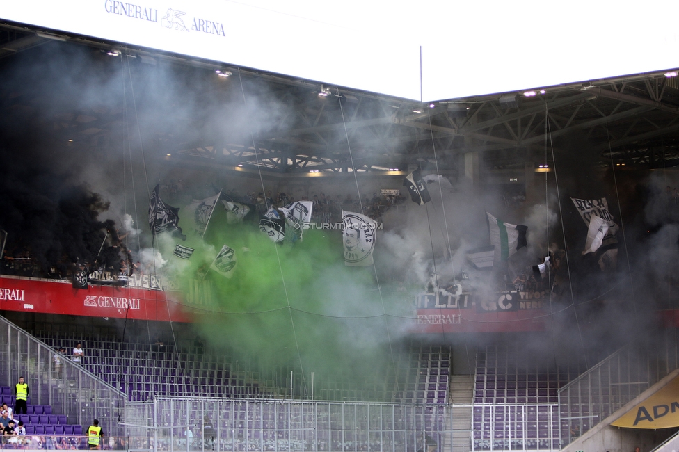 Austria Wien - Sturm Graz
Oesterreichische Fussball Bundesliga, 32 Runde, FK Austria Wien - SK Sturm Graz, Franz Horr Stadion Wien, 21.05.2022. 

Foto zeigt Fans von Sturm
